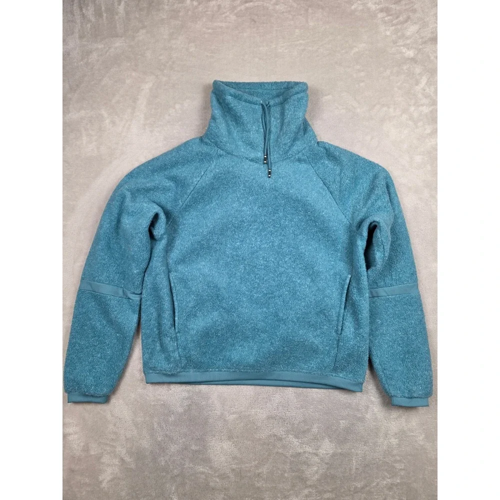 Nike Fleece Funnel Neck Pullover Sweatshirt Women S Teal CZ3723 Raglan Pocket